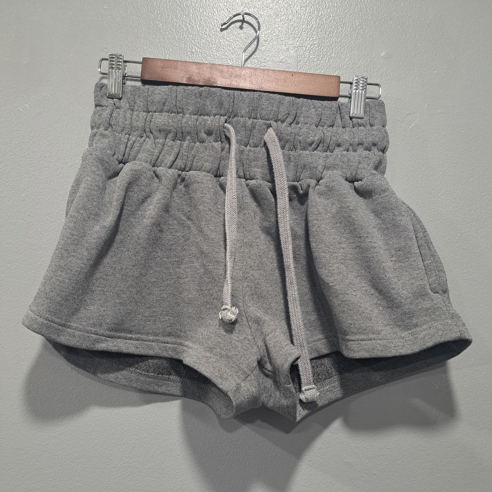 Relaxx Womens Heather Gray High Rise Paperbag Waist Sweat Shorts Size Medium